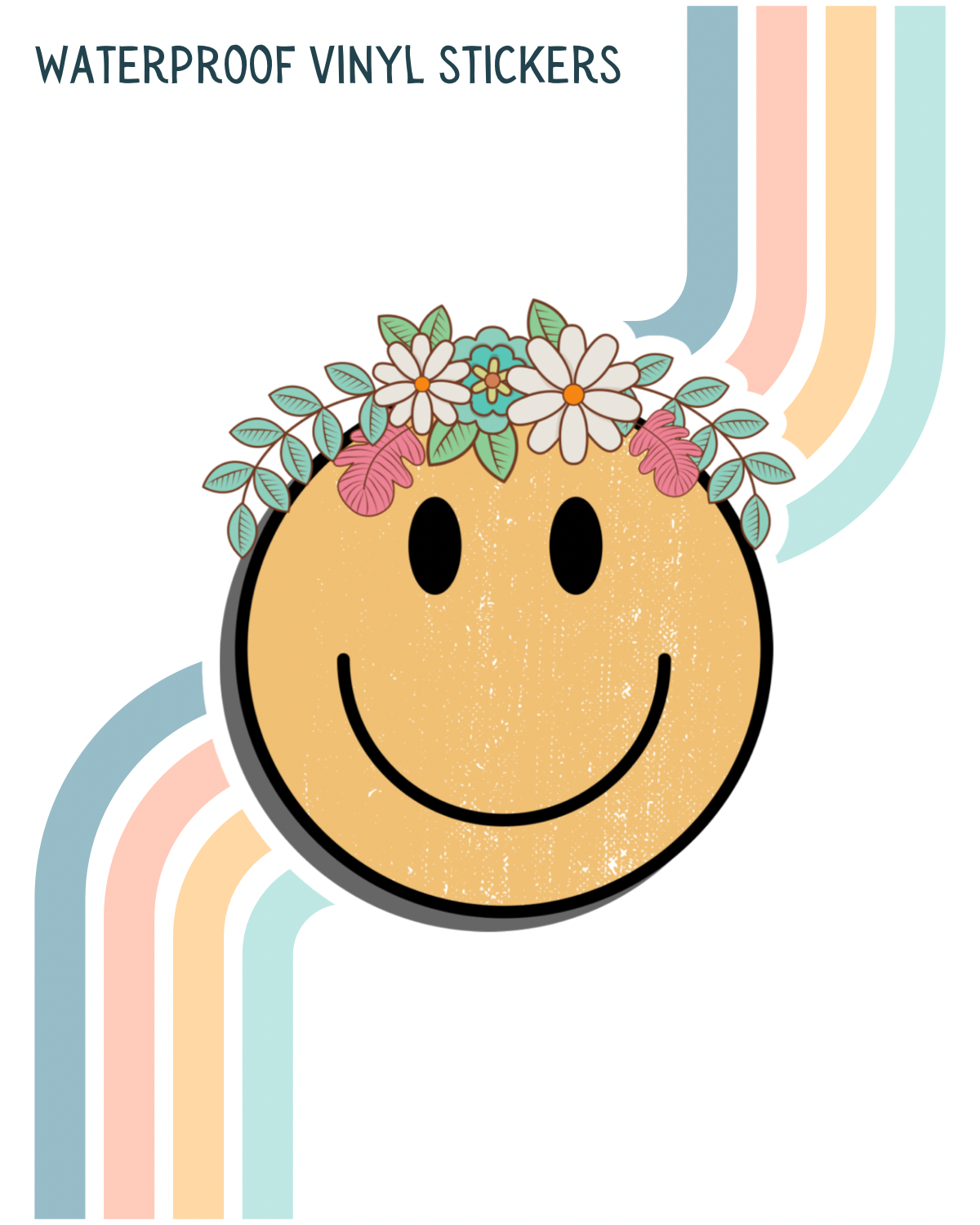 Flower Crown Smiley Decal | Waterproof Vinyl Stickers