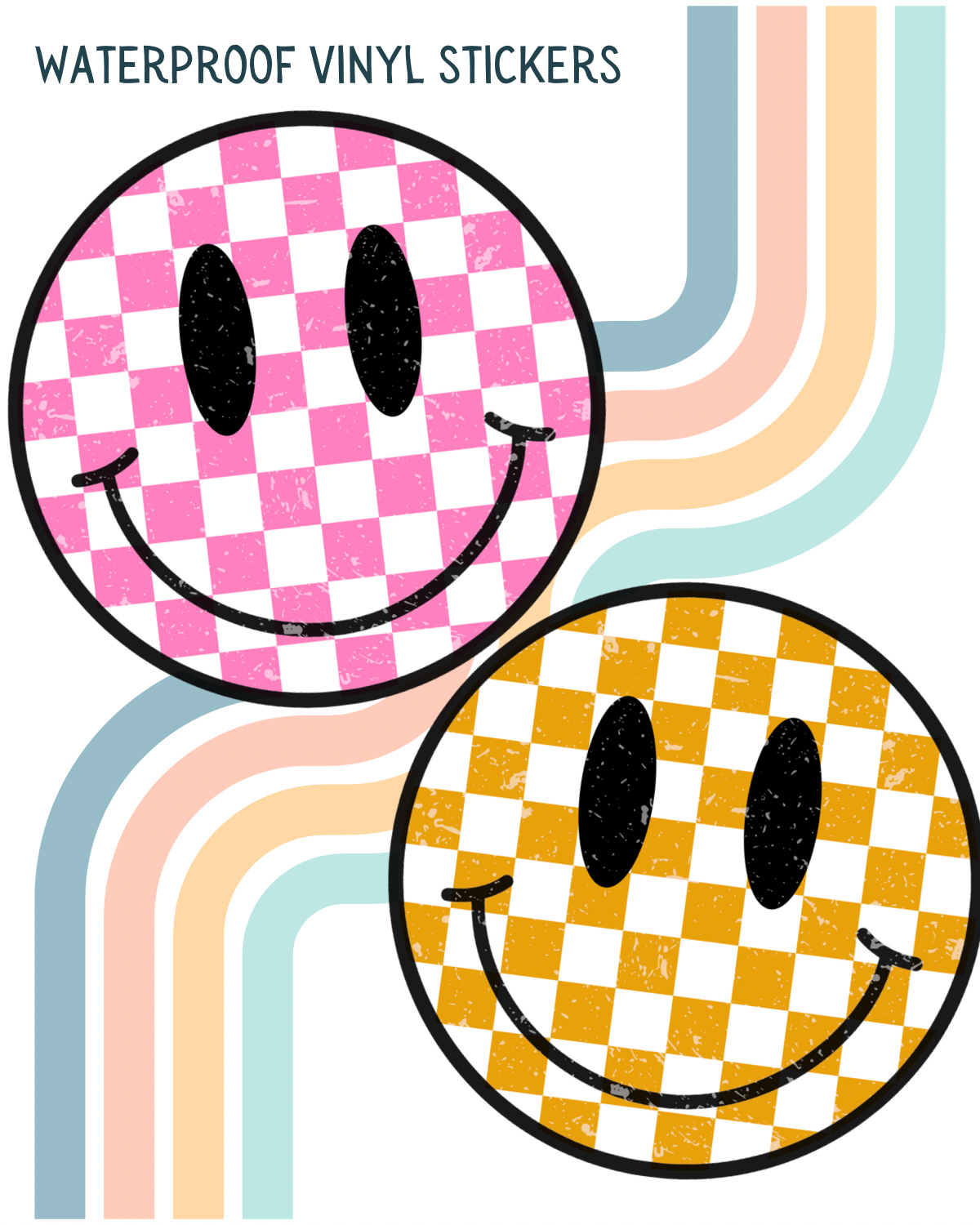 Checkered Smiley Decal | Waterproof Vinyl Stickers