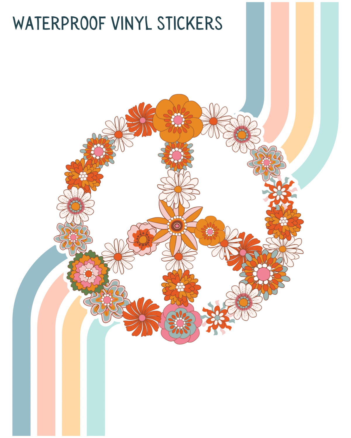 Floral Peace Sign Decal | Waterproof Vinyl Stickers
