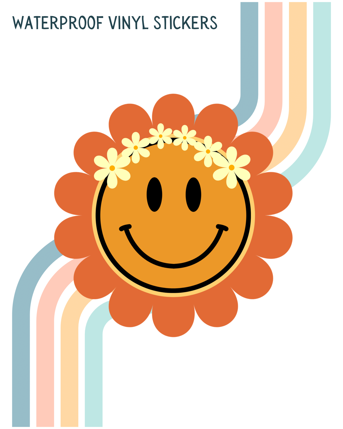 Hippie Flower Smiley Decal | Waterproof Vinyl Stickers