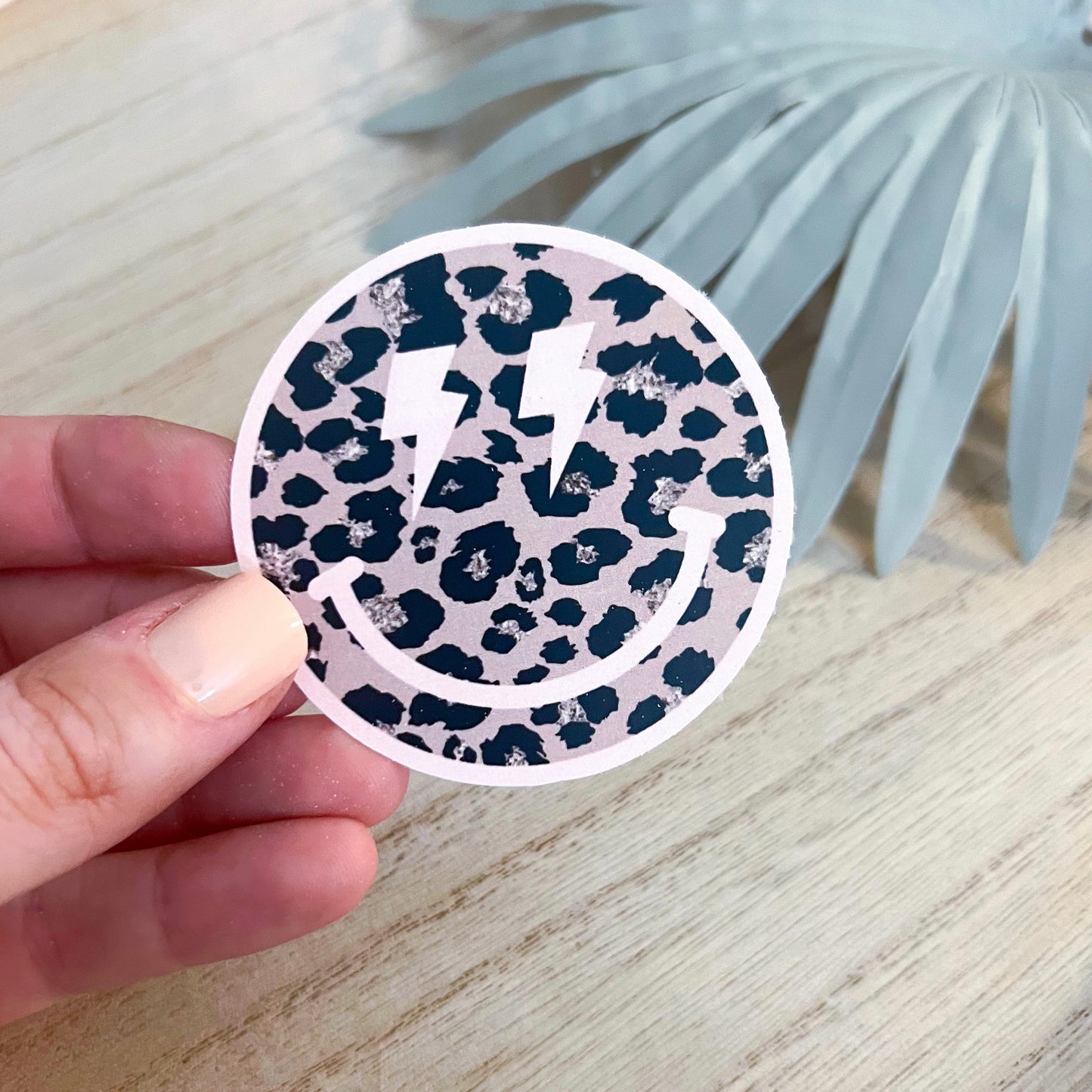 Leopard Print Smiley Decal | Waterproof Vinyl Stickers