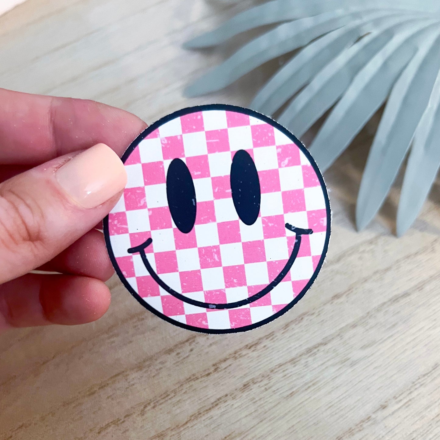 Checkered Smiley Decal | Waterproof Vinyl Stickers
