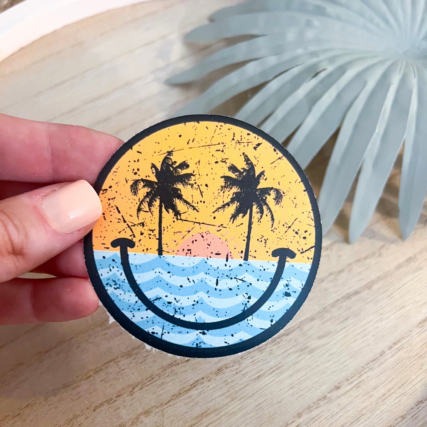 Beach Smiley Decal | Waterproof Vinyl Stickers