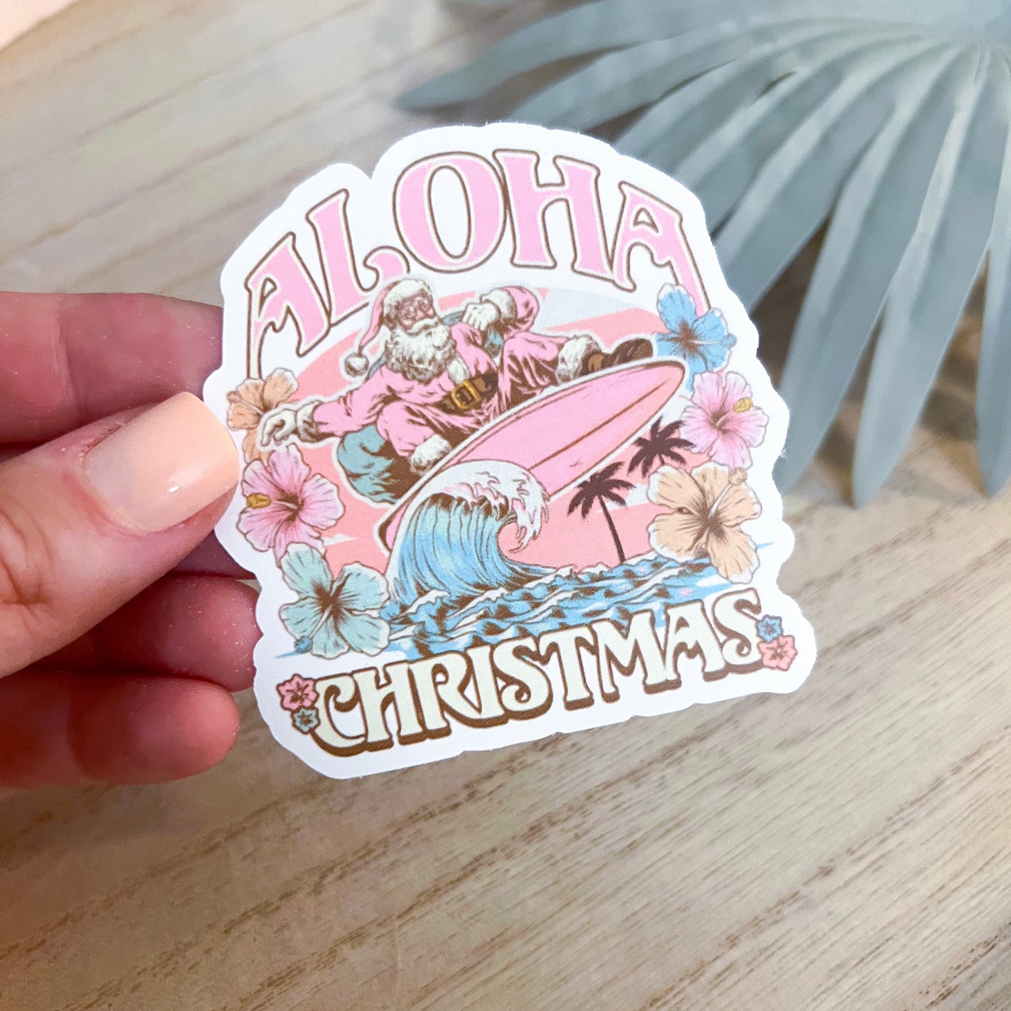Surfing Santa Aloha Christmas Decal | Waterproof Vinyl Stickers