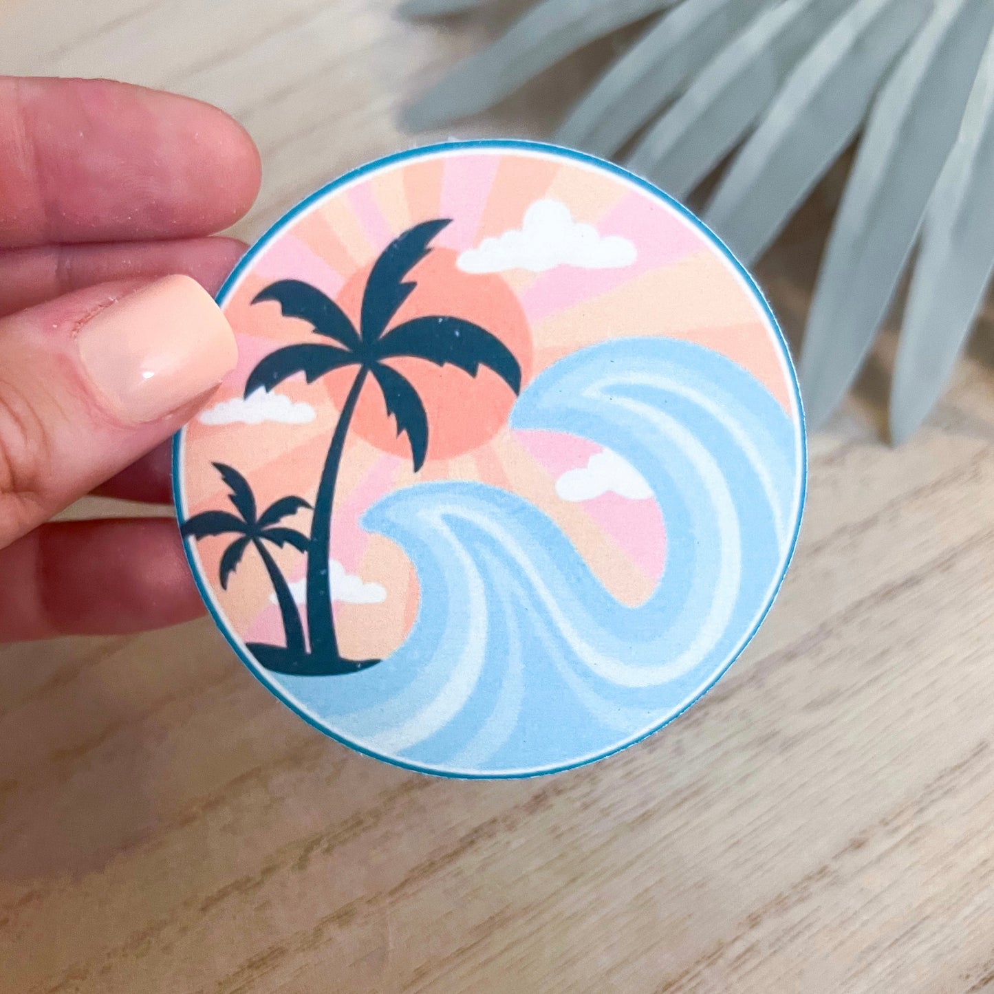 Waves & Palms Decal | Waterproof Vinyl Stickers