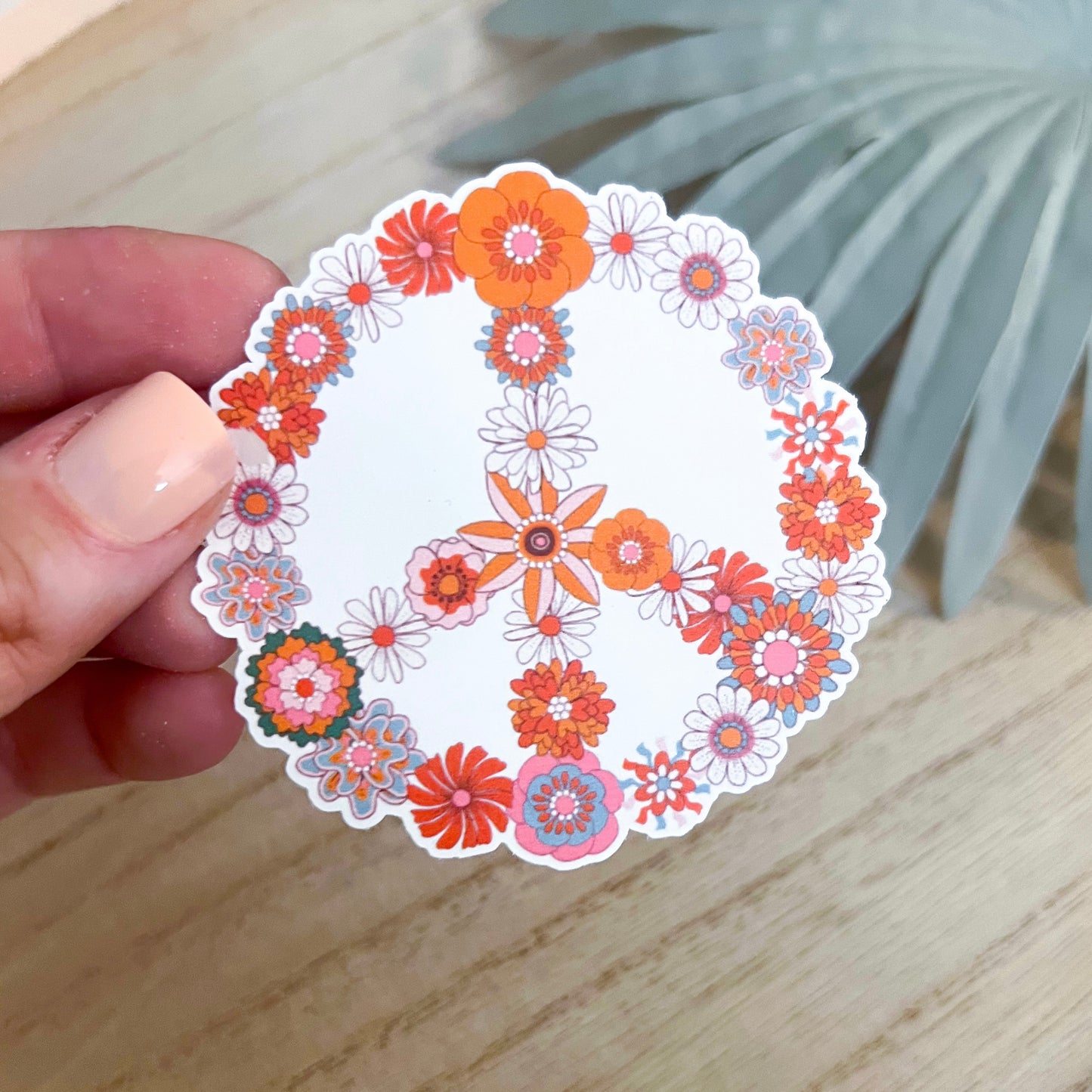 Floral Peace Sign Decal | Waterproof Vinyl Stickers