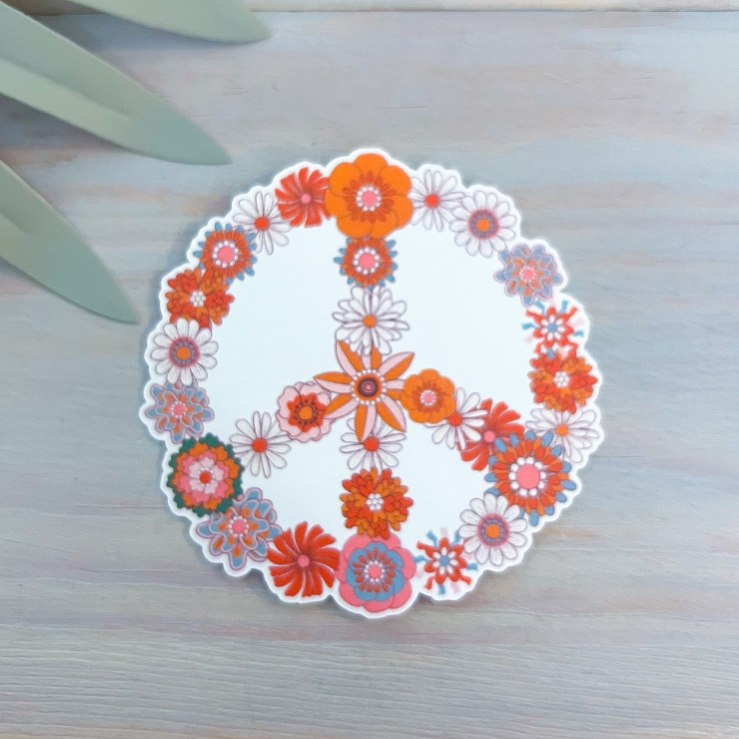 Floral Peace Sign Decal | Waterproof Vinyl Stickers