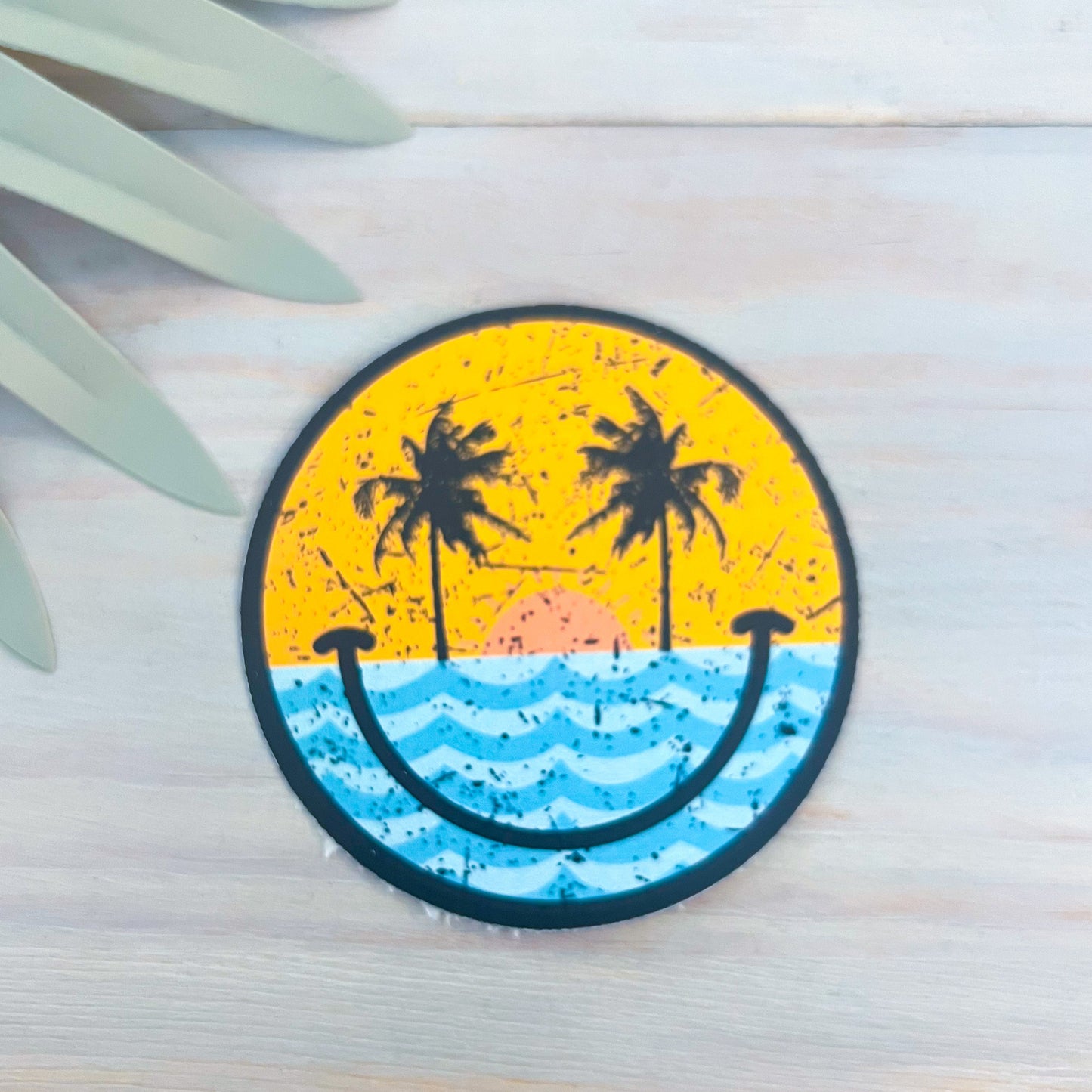 Beach Smiley Decal | Waterproof Vinyl Stickers