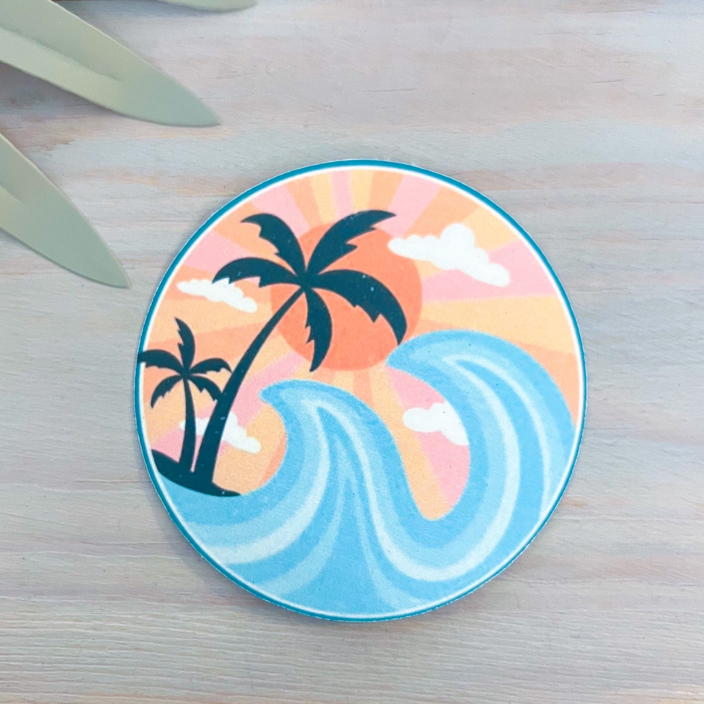 Waves & Palms Decal | Waterproof Vinyl Stickers
