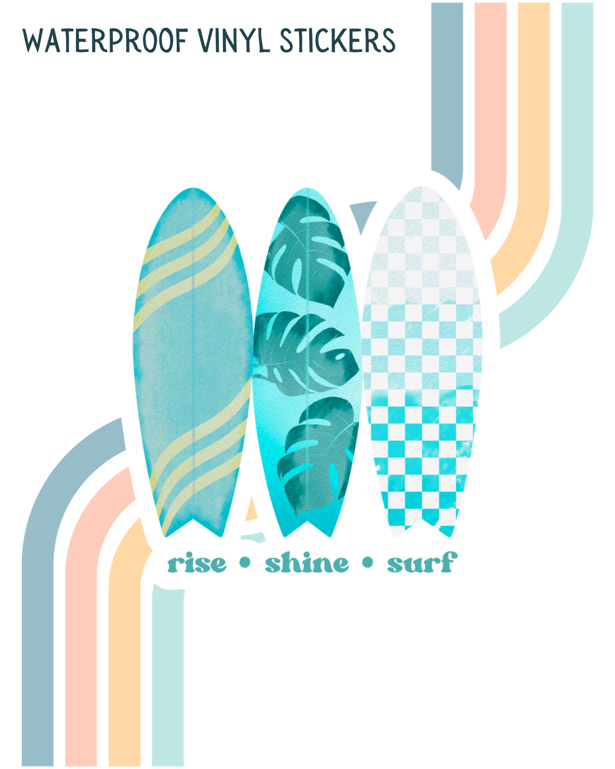 Rise Shine Surf Decal | Waterproof Vinyl Stickers