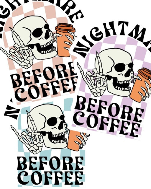 Nightmare Before Coffee Decal | Waterproof Vinyl Stickers