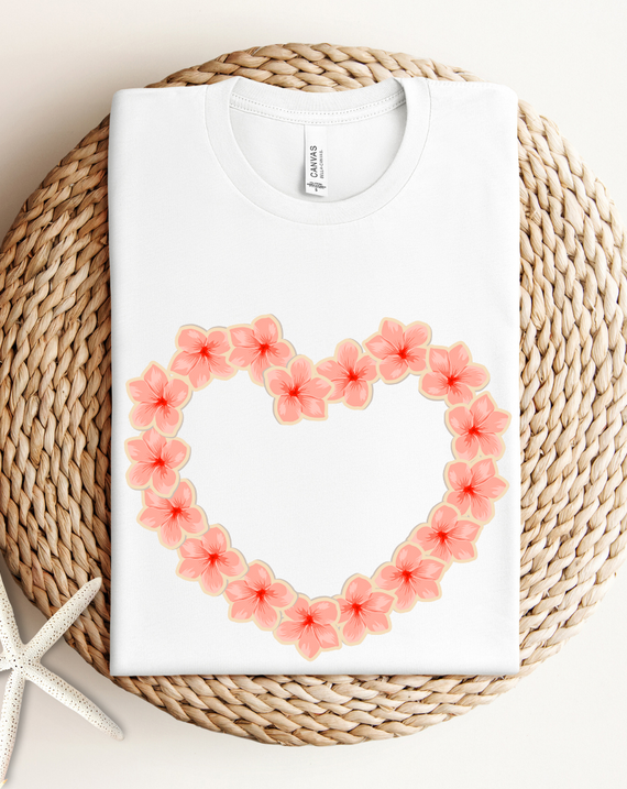 Hawaiian Plumeria Heart Beach Tee