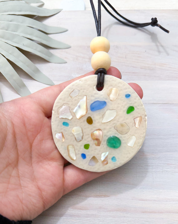 Beach Essential Oil Car Diffuser Charm | SANDY TREASURES | Handmade Polymer Clay and Resin Car Charm