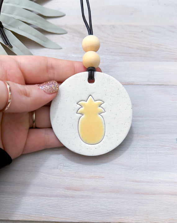 Beach Essential Oil Car Diffuser Charm | PINEAPPLE | Handmade Polymer Clay and Resin Car Charm