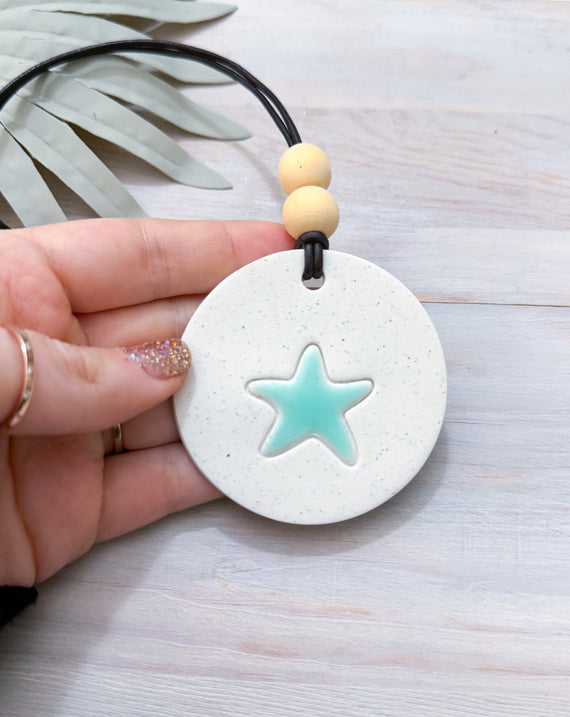 Beach Essential Oil Car Diffuser Charm | STARFISH | Handmade Polymer Clay and Resin Car Charm