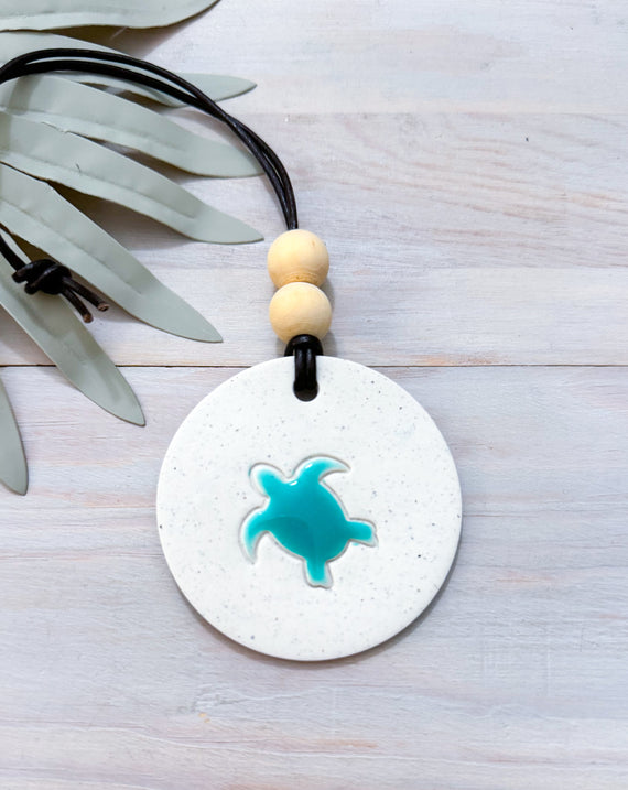 Beach Essential Oil Car Diffuser Charm | SEA TURTLE | Handmade Polymer Clay and Resin Car Charm