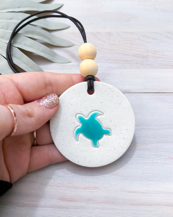 Beach Essential Oil Car Diffuser Charm | SEA TURTLE | Handmade Polymer Clay and Resin Car Charm