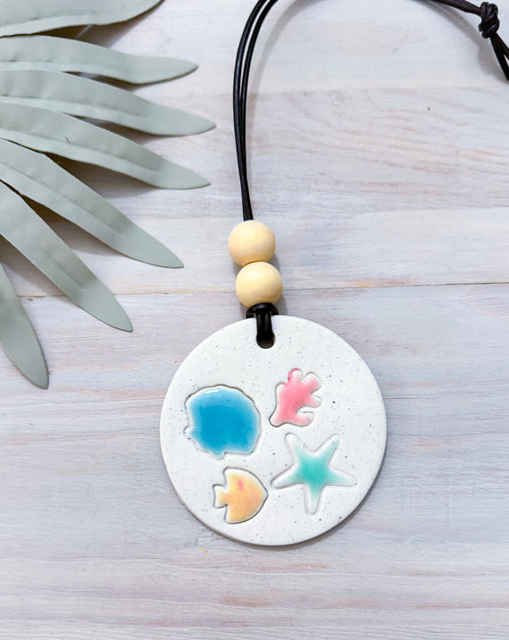 Beach Essential Oil Car Diffuser Charm | UNDER THE SEA | Handmade Polymer Clay and Resin Car Charm