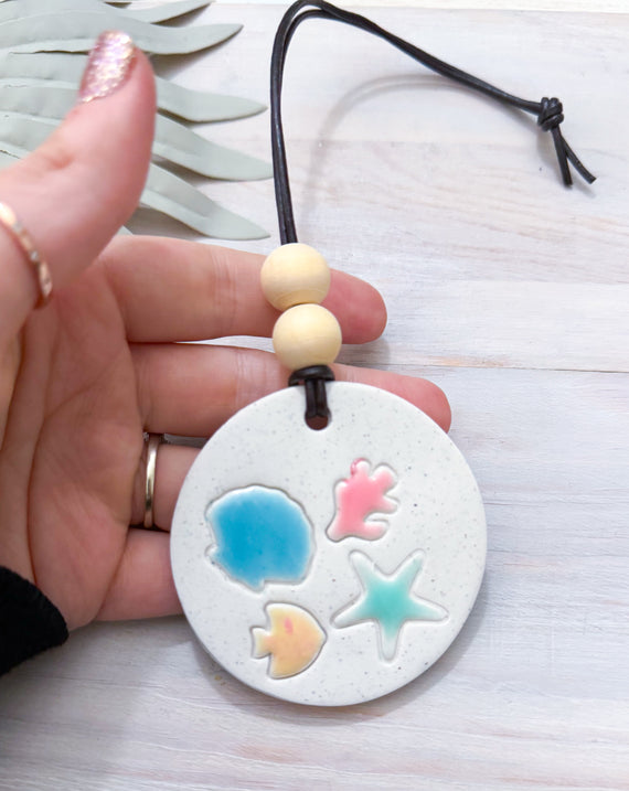 Beach Essential Oil Car Diffuser Charm | UNDER THE SEA | Handmade Polymer Clay and Resin Car Charm