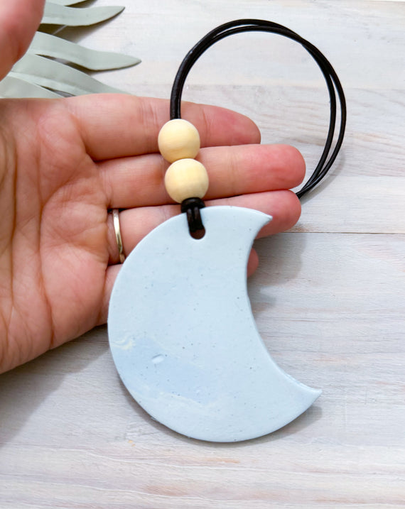 Moon Essential Oil Car Diffuser Charm | Handmade Polymer Clay Car Charm