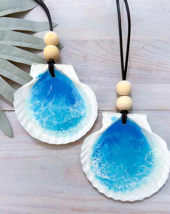 Resin Beach Seashell Essential Oil Car Diffuser Charm | Handmade Resin Car Charm