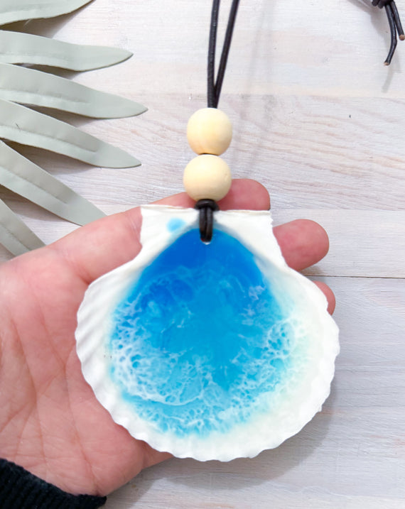 Resin Beach Seashell Essential Oil Car Diffuser Charm | Handmade Resin Car Charm