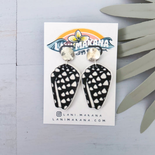 Hawaiian Cone Shell Clay Dangle Earrings | Handmade Lightweight Polymer Clay Earrings