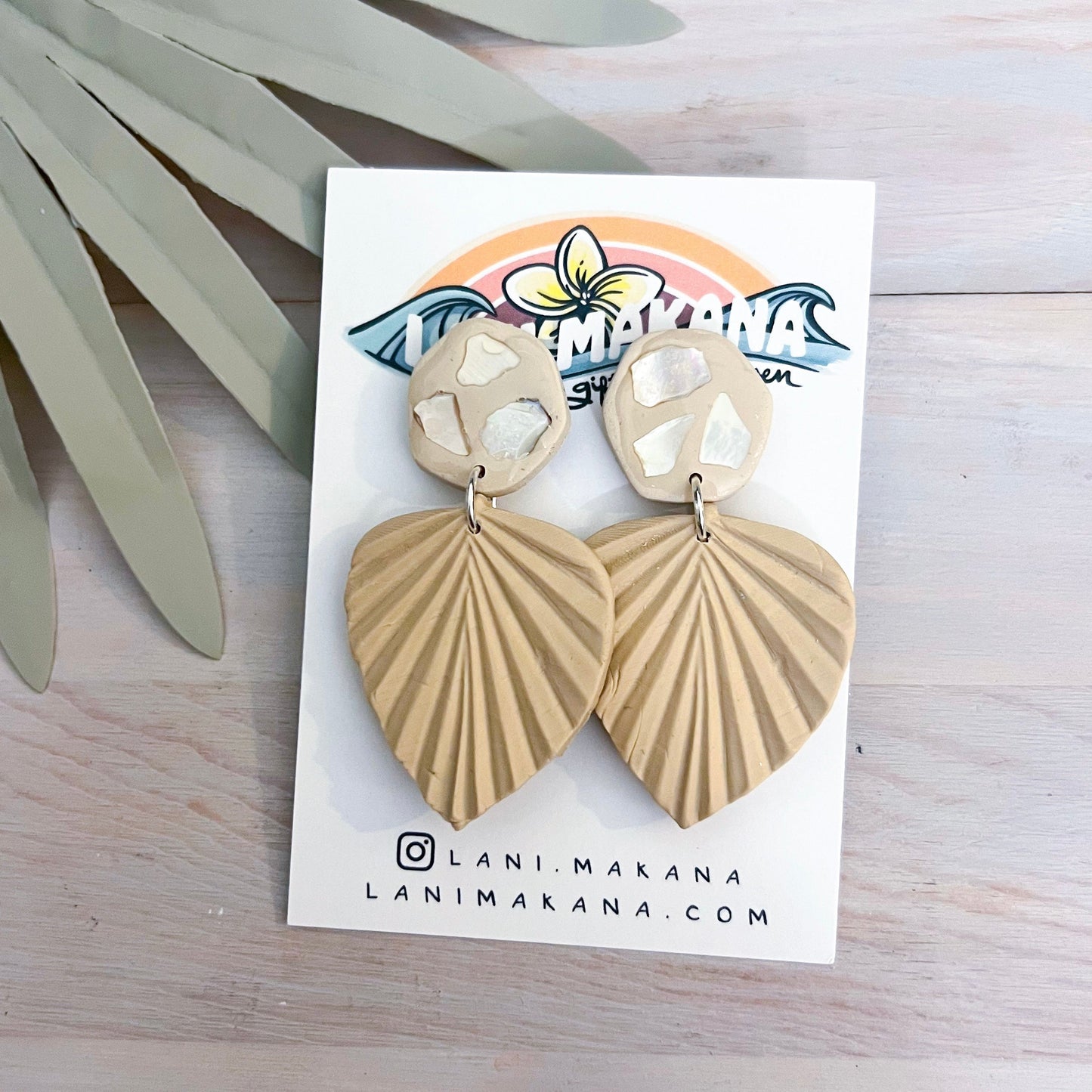 Mother of Pearl Clay Stud Earrings | Handmade Lightweight Polymer Clay Earrings