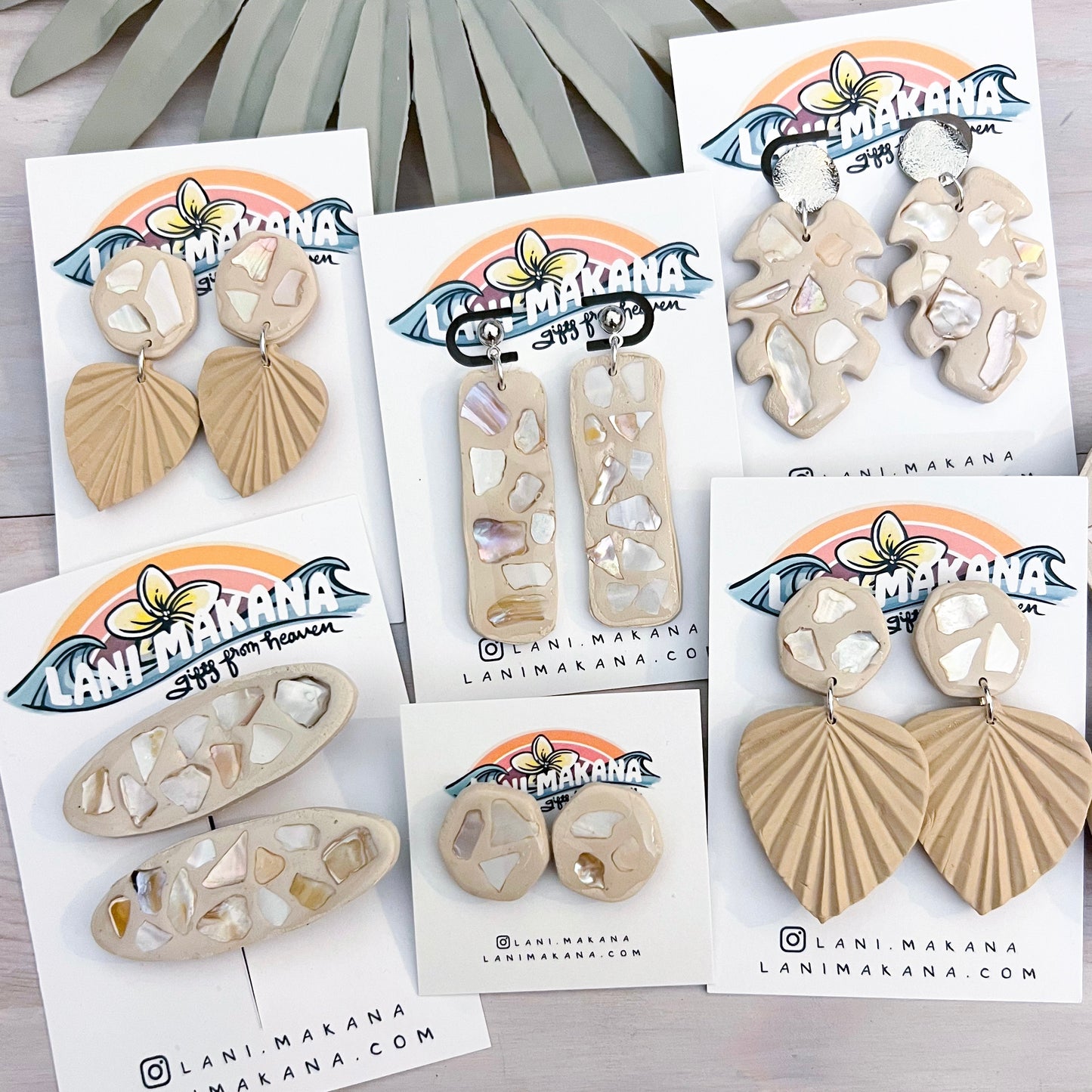 Mother of Pearl Clay Barrettes - Handmade Lightweight Polymer Clay Accessories