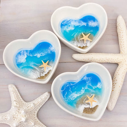 Beach Heart Dish - Handmade Ocean Resin Art