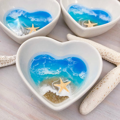 Beach Heart Dish - Handmade Ocean Resin Art