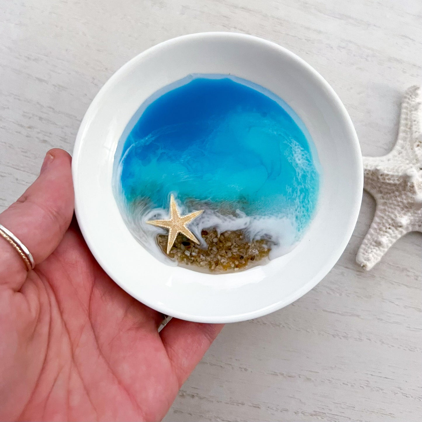 Resin Ocean Trinket Dish - Handmade Ocean Resin Art