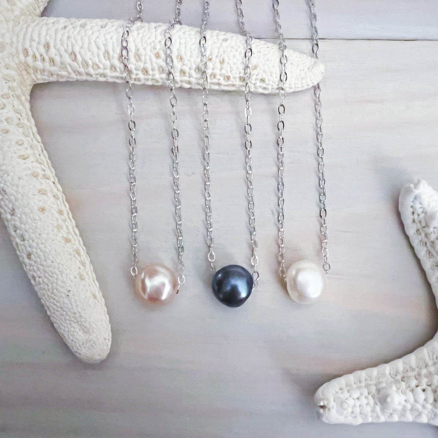 Dainty Freshwater Floating Pearl Necklace
