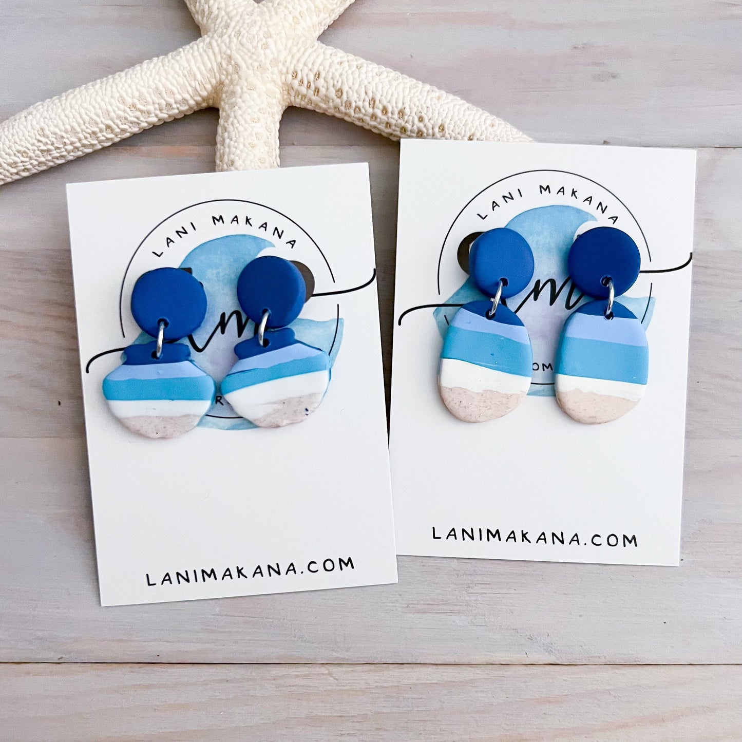 Shoreline Beach Clay Stud Dangle Earrings | Handmade Lightweight Polymer Clay Earrings