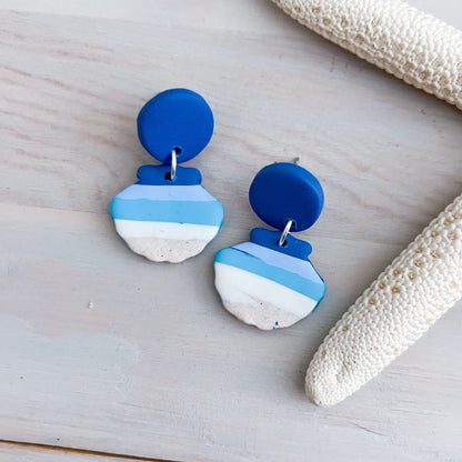 Shoreline Beach Clay Stud Dangle Earrings | Handmade Lightweight Polymer Clay Earrings