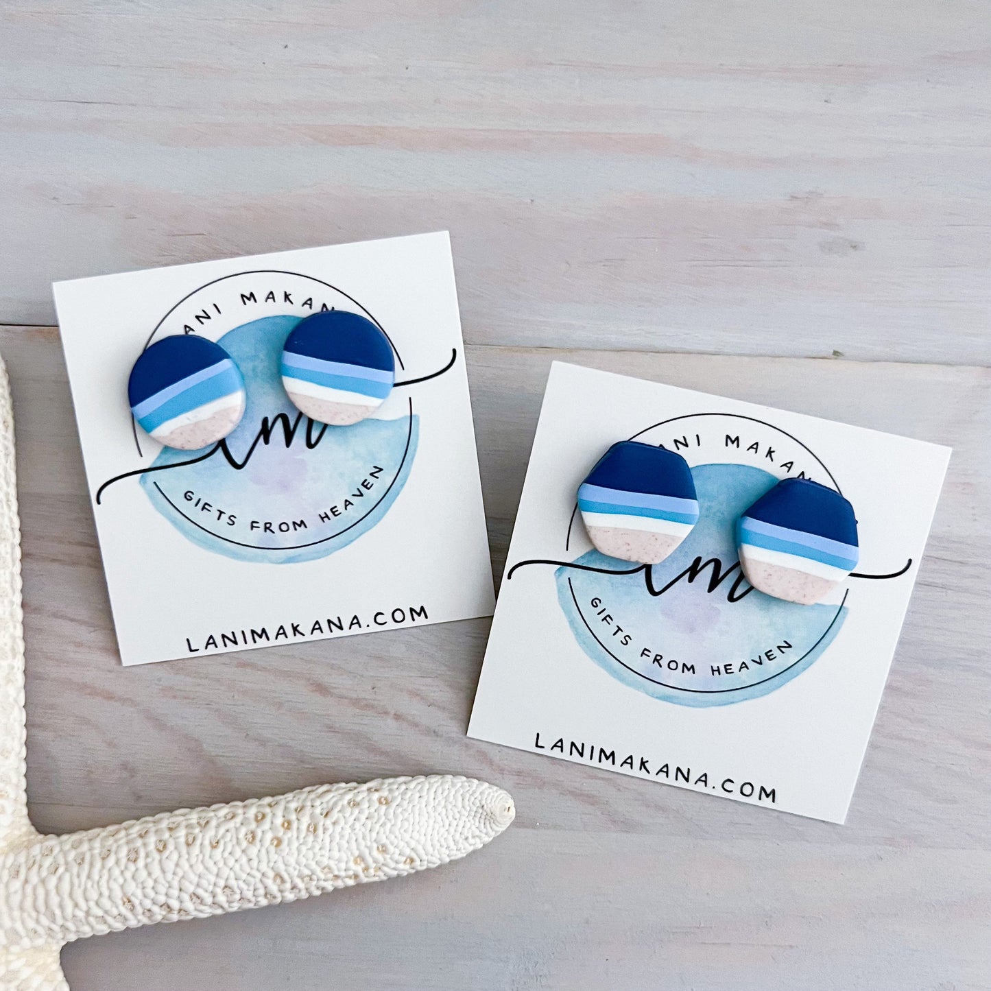 Shoreline Clay Stud Earrings | Handmade Beach Polymer Clay Earrings