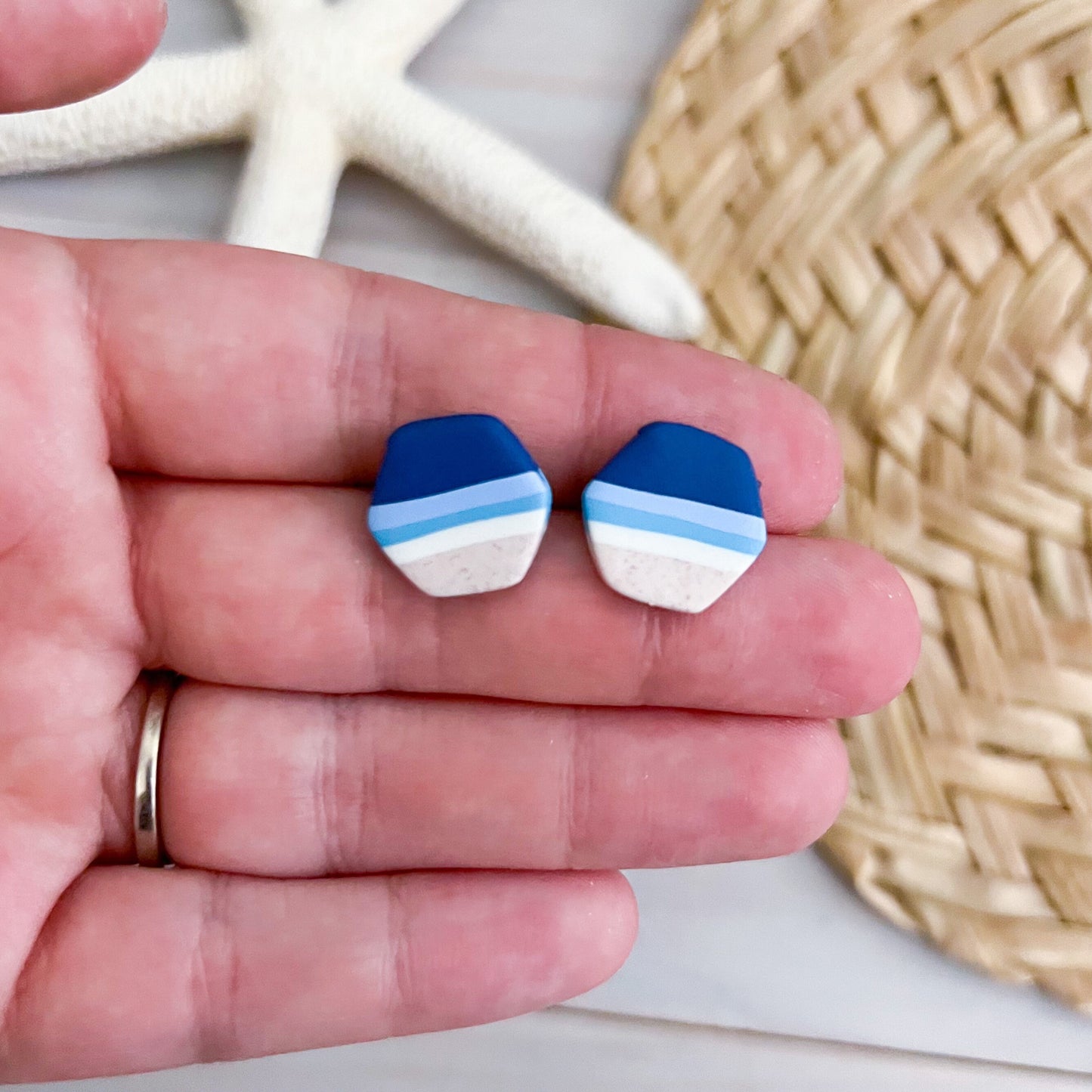 Shoreline Clay Stud Earrings | Handmade Beach Polymer Clay Earrings