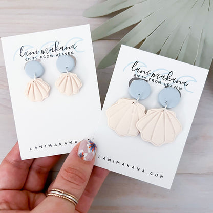 Seashell Dangle Statement Earrings | Handmade Lightweight Polymer Clay Earrings