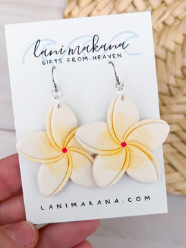 Plumeria Flower Clay Earrings | Handmade Lightweight Polymer Clay Earrings
