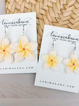 Plumeria Flower Clay Earrings | Handmade Lightweight Polymer Clay Earrings