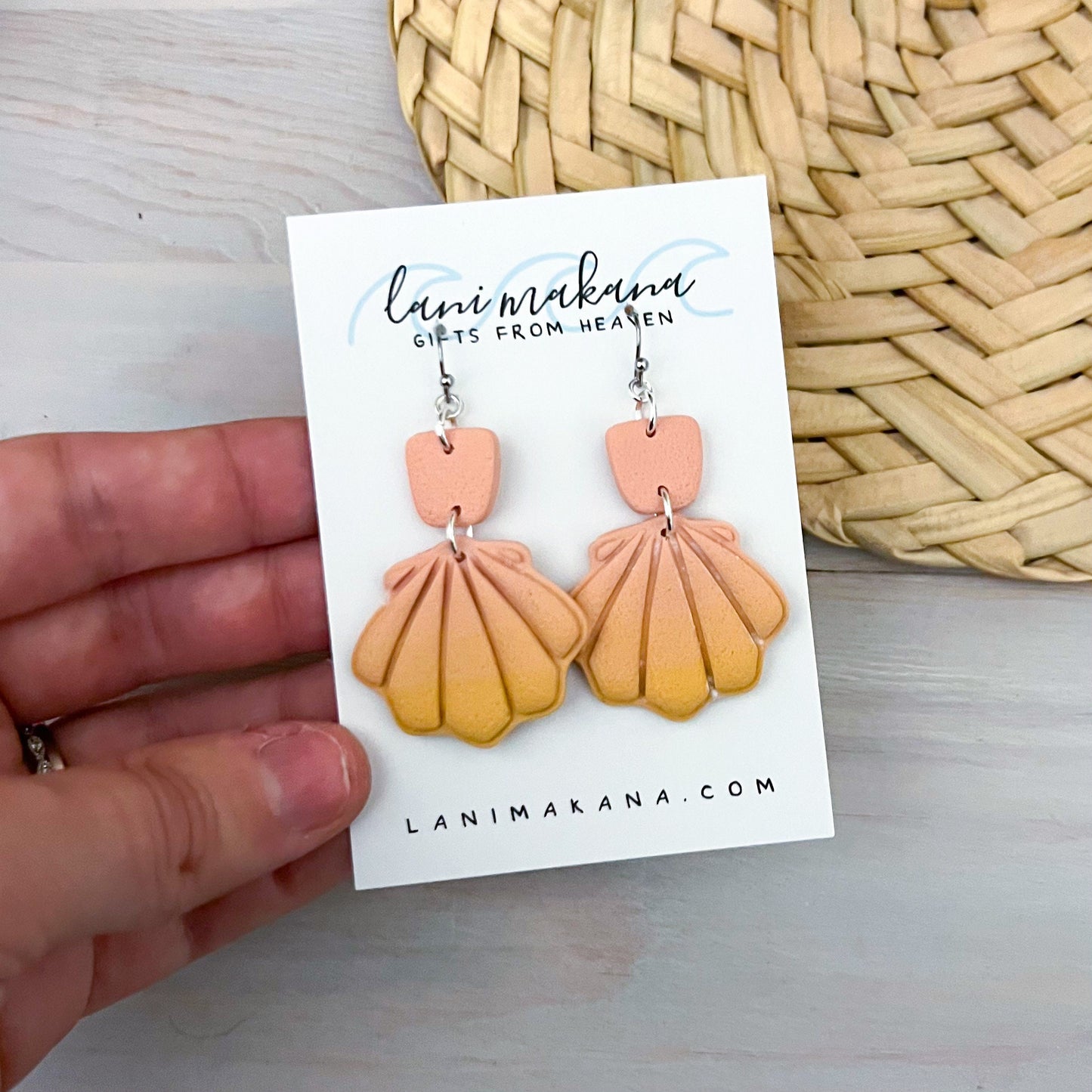 Sunrise Shell Beach Clay Earrings | Handmade Lightweight Polymer Clay Earrings