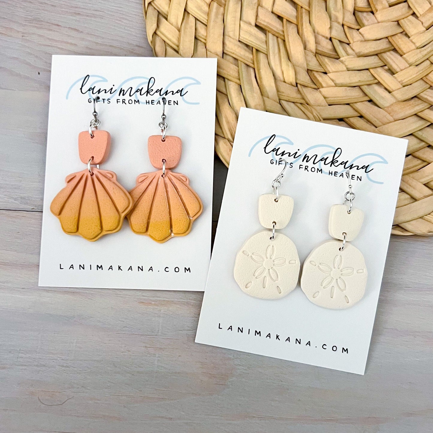 Sunrise Shell Beach Clay Earrings | Handmade Lightweight Polymer Clay Earrings