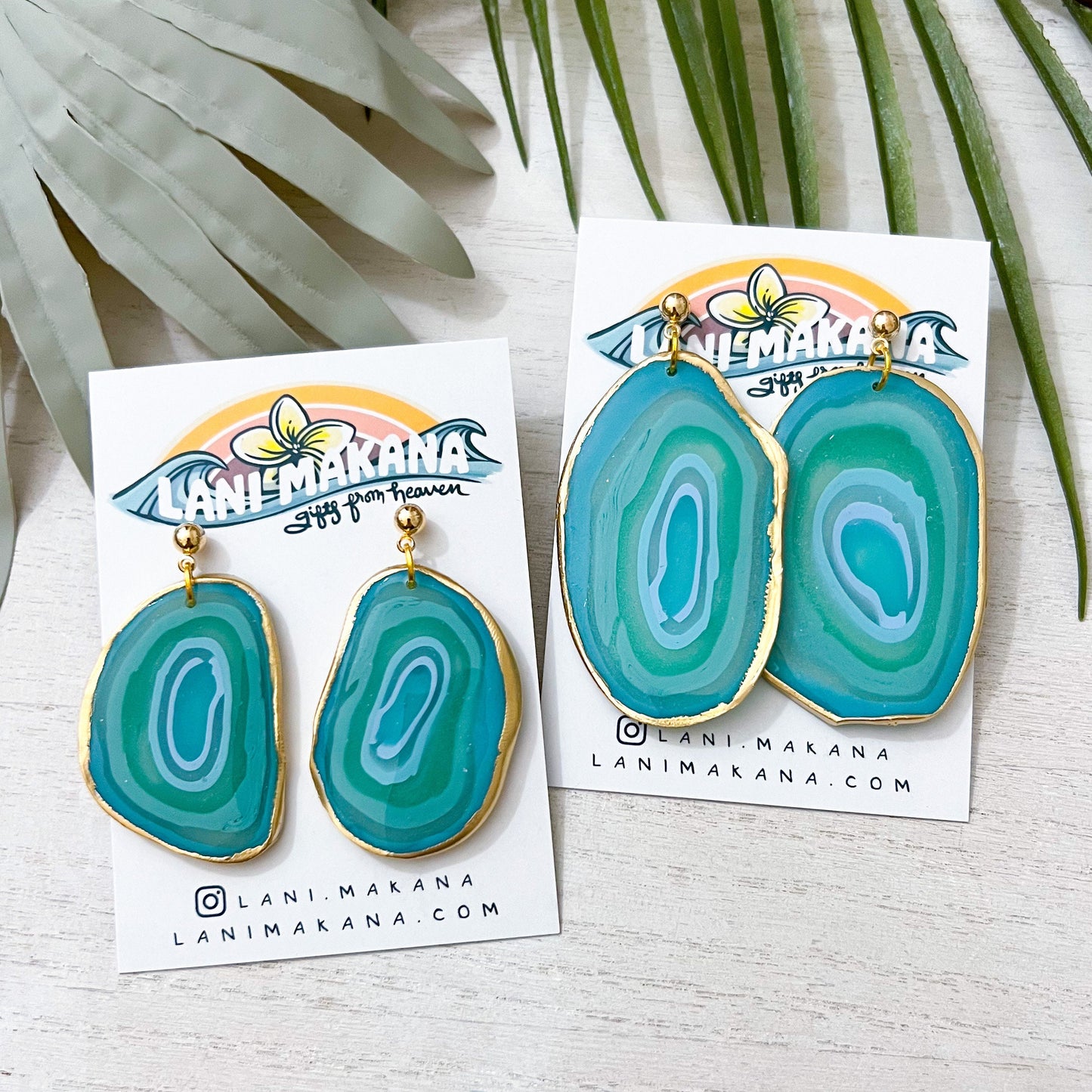 Ocean Geode Agate Slice Clay Earrings | Handmade Lightweight Polymer Clay Earrings