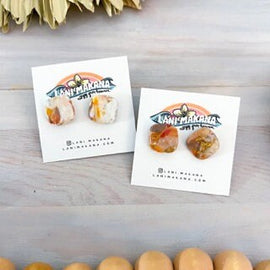 Orange Marble Clay Stud Earrings | Handmade Lightweight Polymer Clay Earrings