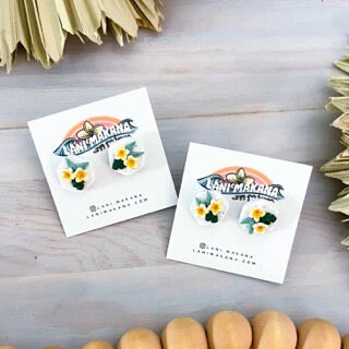 Tropical Floral Bouquet Stud Earrings | Handmade Lightweight Polymer Clay Earrings