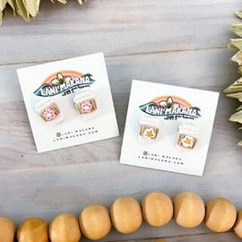 Flower Coffee Cup Clay Stud Earrings | Handmade Lightweight Polymer Clay Earrings