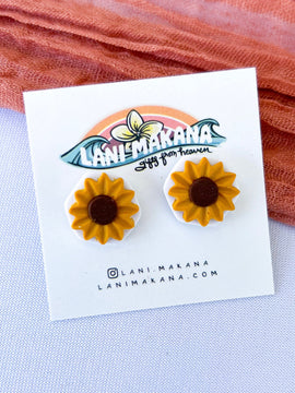 Sunflower Clay Stud Earrings | Handmade Lightweight Polymer Clay Earrings