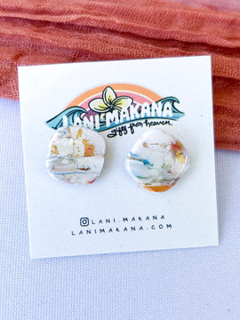 Ocean Marble Clay Stud Earrings | Handmade Lightweight Polymer Clay Earrings