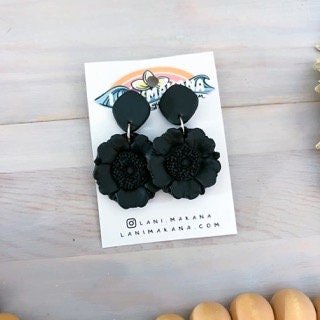 Clay Poppy Flower Statement Earrings | Handmade Lightweight Polymer Clay Earrings