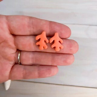 Coral Branch Clay Stud Earrings | Handmade Lightweight Polymer Clay Earrings